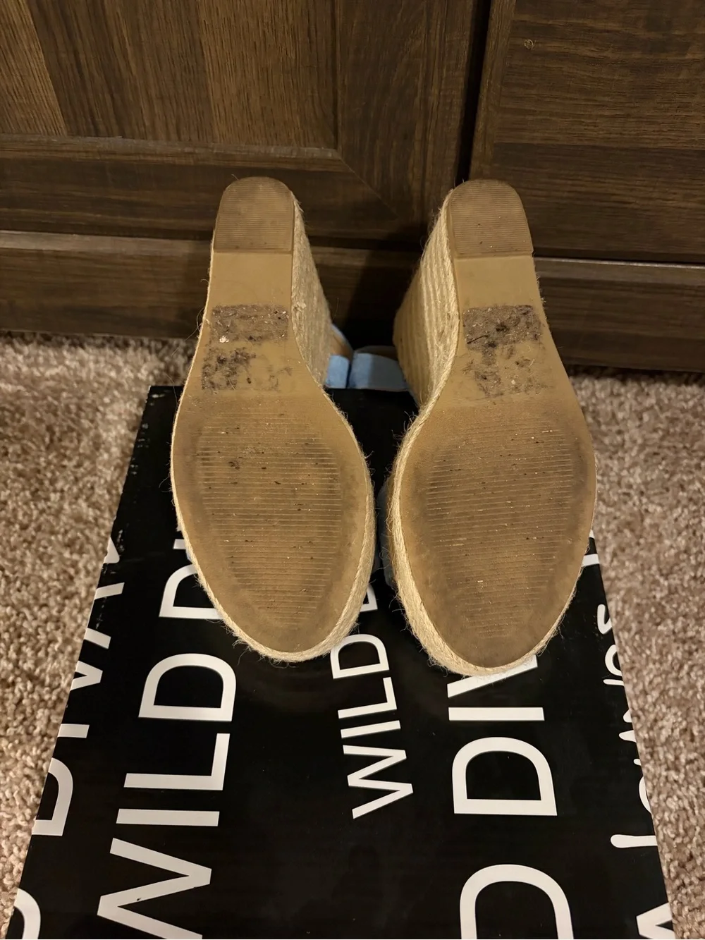 Wild Diva Light Blue Suede Ankle-Strap Wedge Sandals - Picture 5 of 5